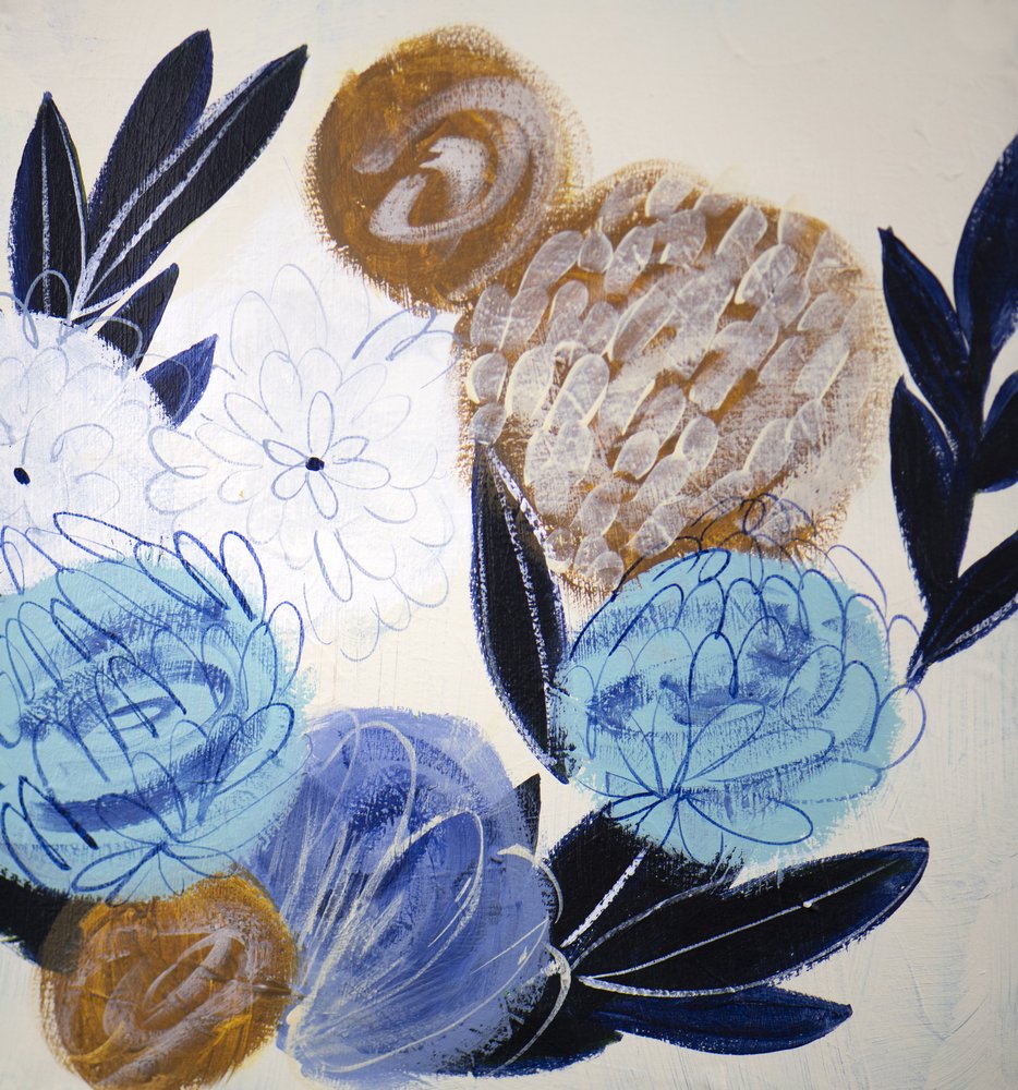 Flores azules abstractas de Shelley Hampe