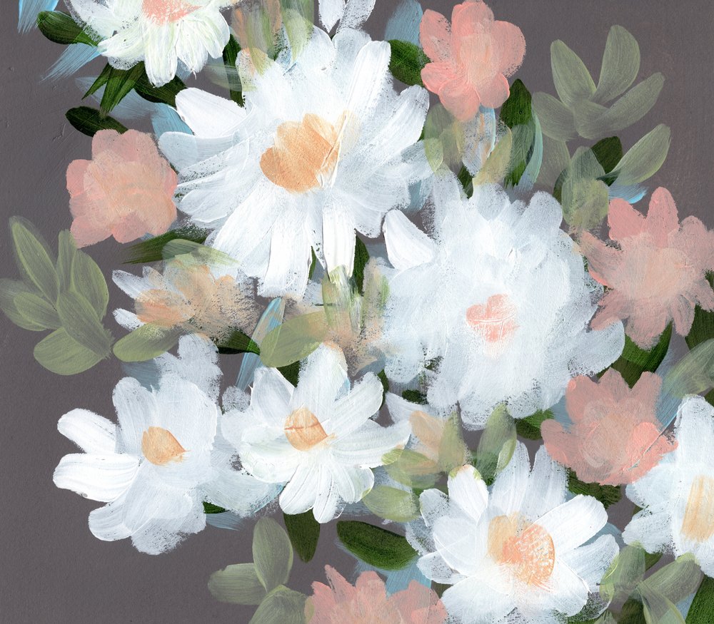 Suaves flores rosas y blancas de Shelley Hampe