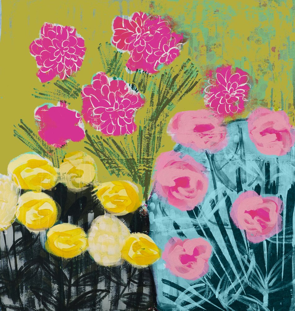 Flores abstractas vibrantes de Shelley Hampe