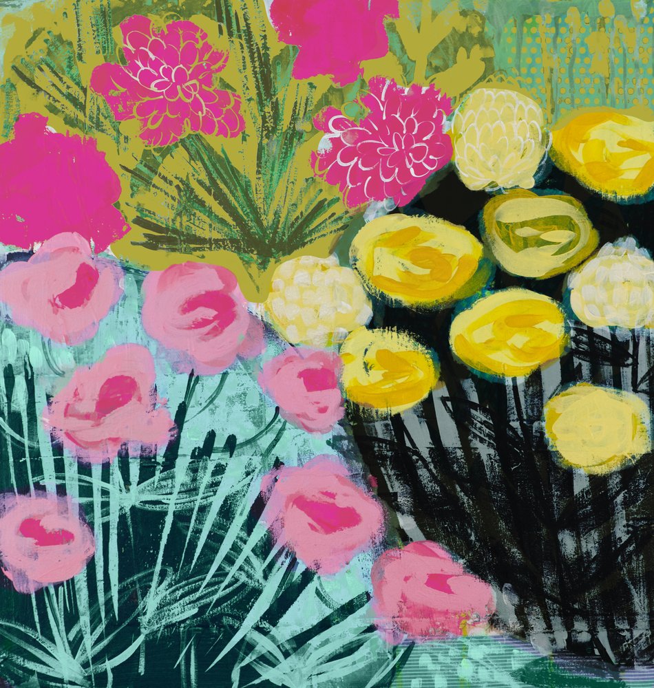 Abstracto floral vibrante de Shelley Hampe