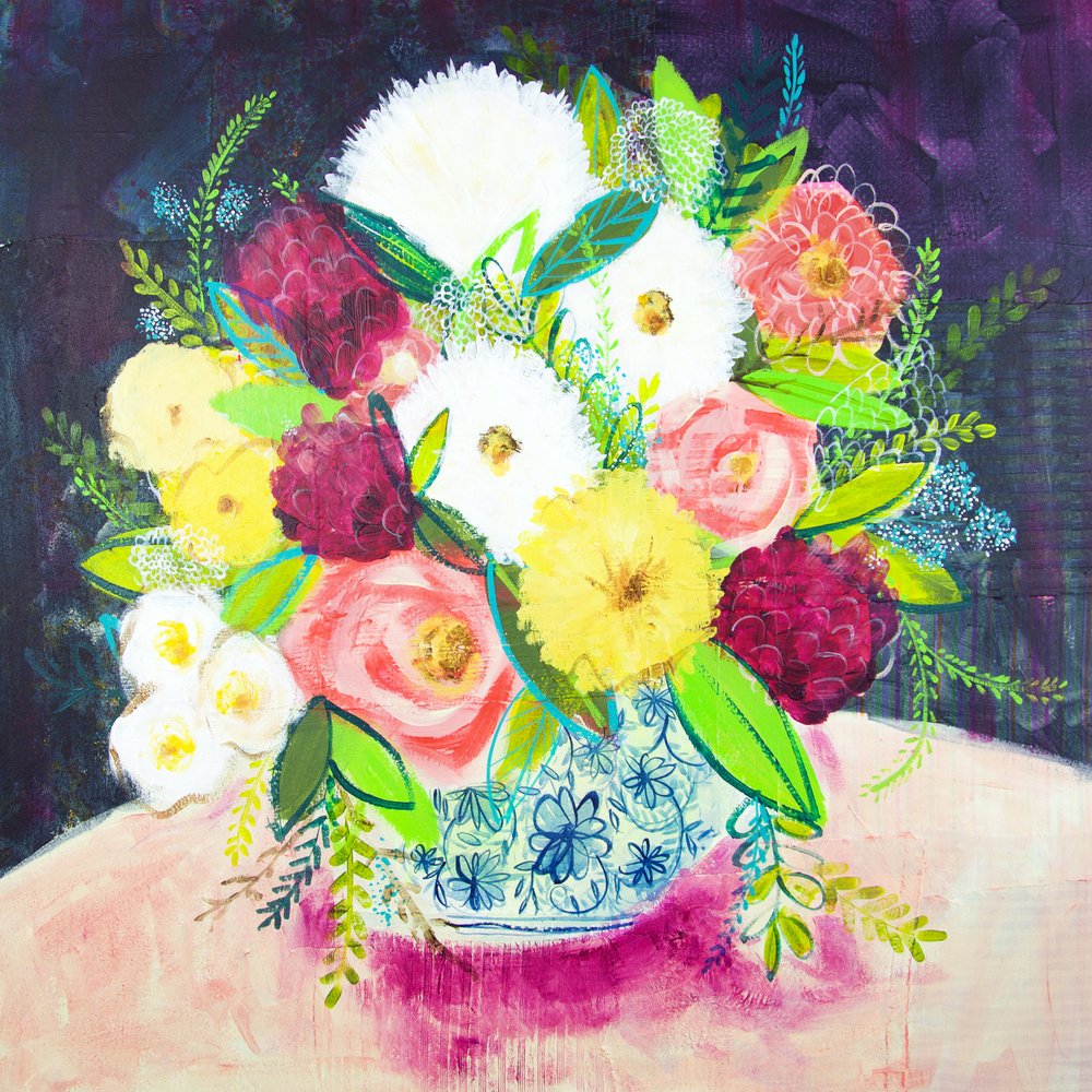 Bodegón floral vibrante de Shelley Hampe