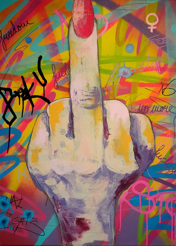 Arte colorido con el dedo corazón de Sofia Toborg