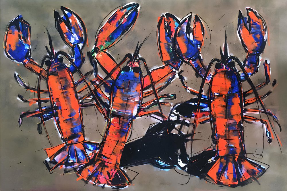 Cuadro de langostas de colores de Stefan Bammert