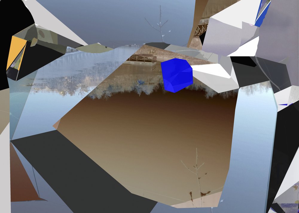Cubo azul fragmentado de Stefan Fransson