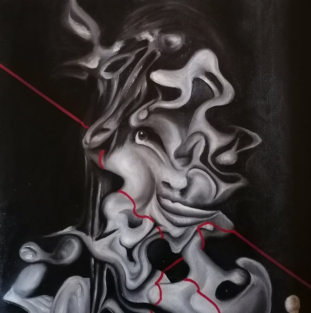 Retrato abstracto distorsionado de Stefano Mazzolini