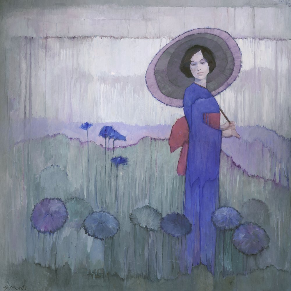 Kimono azul: Campo de lotos de Steve Mitchell