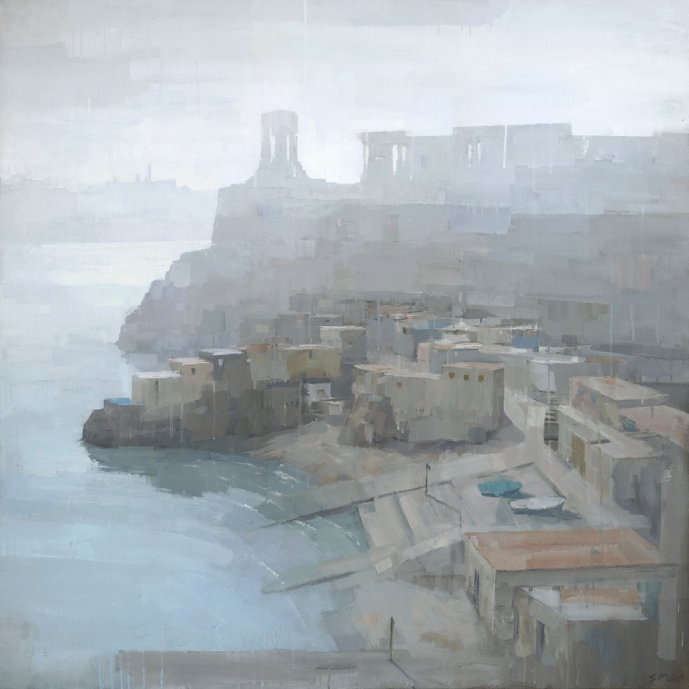 Una ciudad mediterránea envuelta en niebla de Steve Mitchell