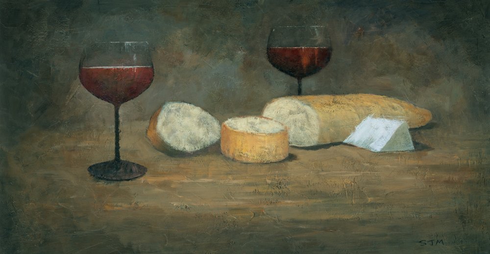 Vino tinto y queso de Steve Mitchell