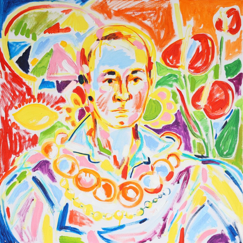 Retrato abstracto lleno de colorido de Tamara Jare