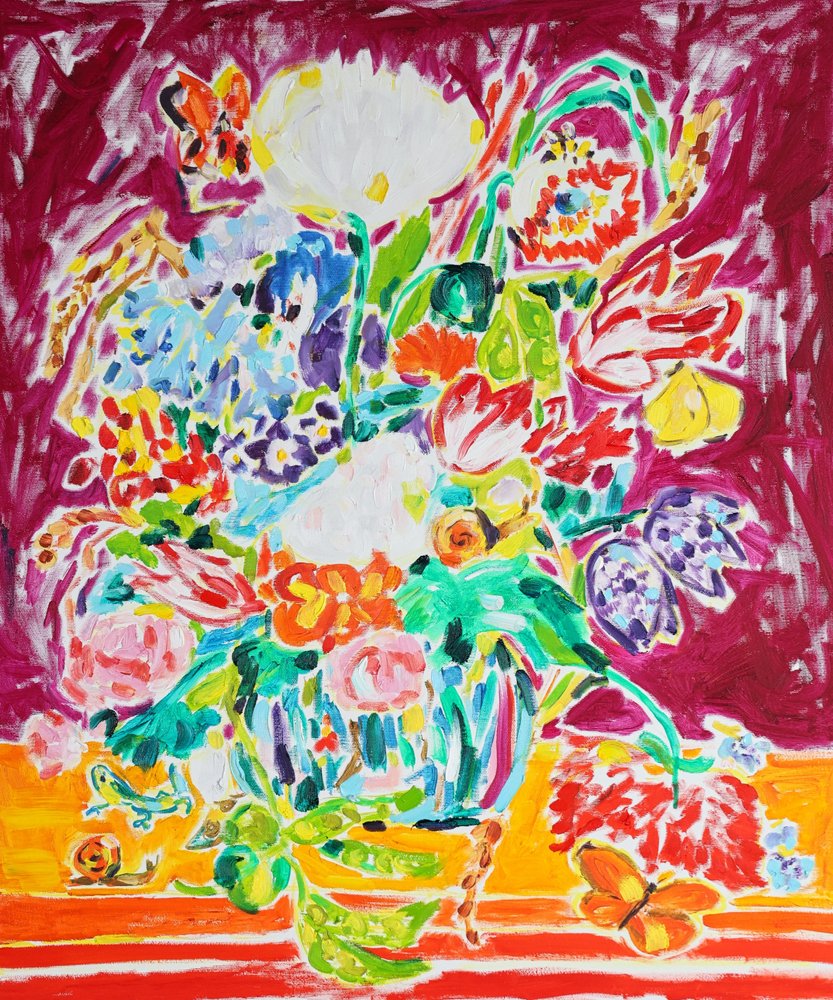 Naturaleza muerta floral llena de colorido de Tamara Jare