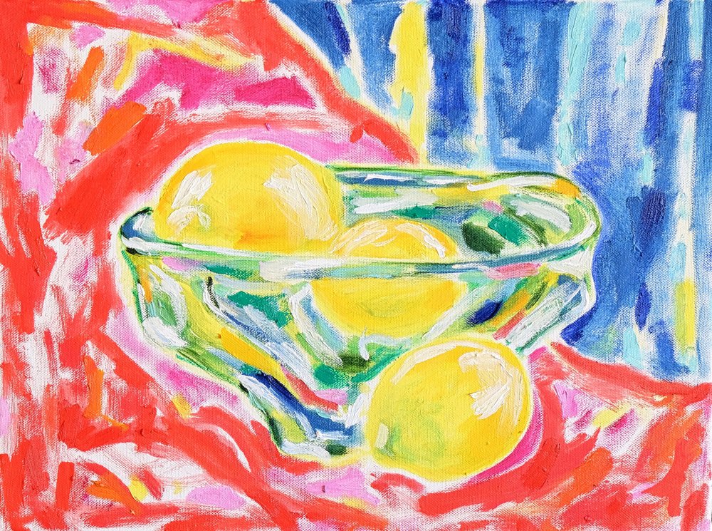 Naturaleza muerta con limones de vivos colores de Tamara Jare