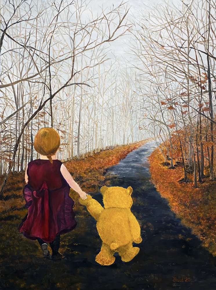 La niña y el oso: un paseo otoñal de Tom Blood