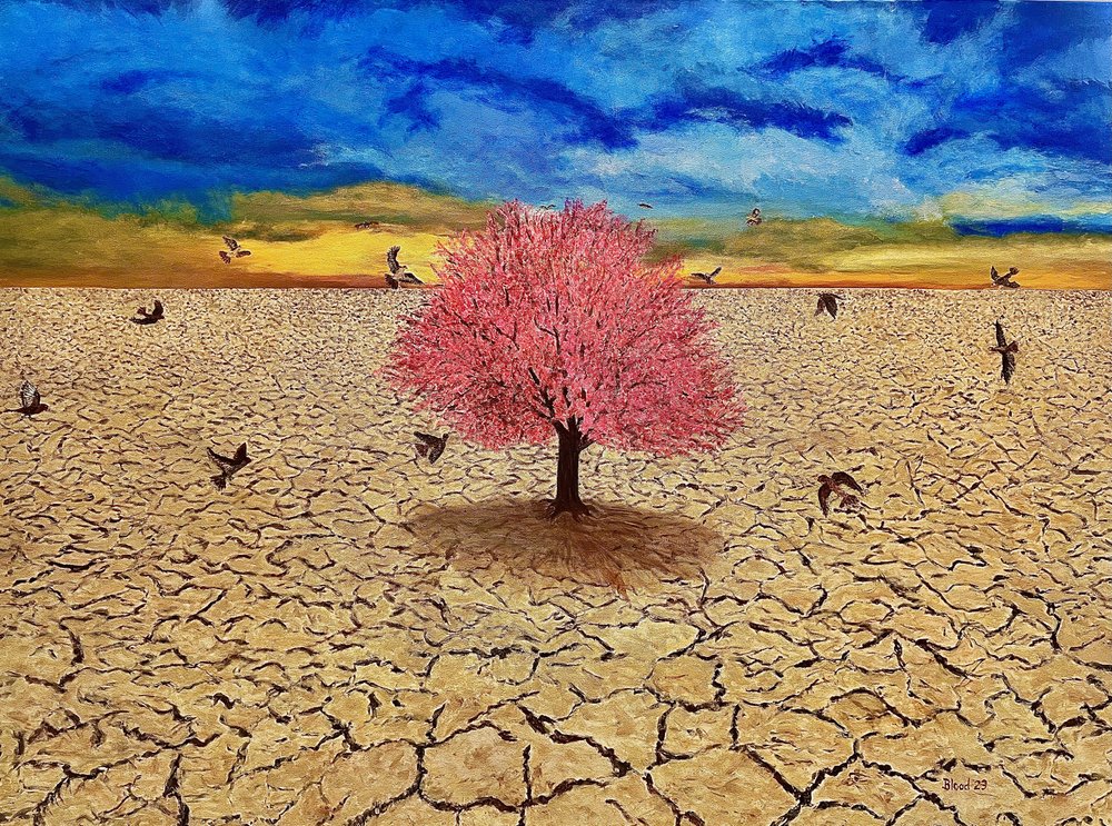 Árbol rosa, cielo del desierto de Tom Blood