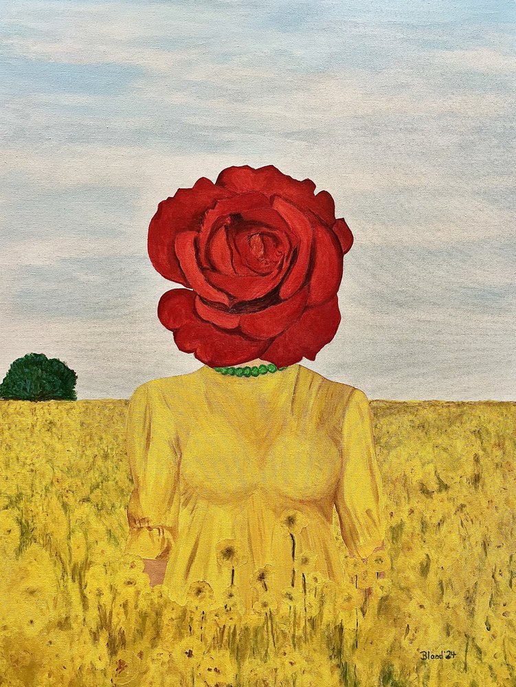 Cabeza de rosa, campo amarillo de Tom Blood