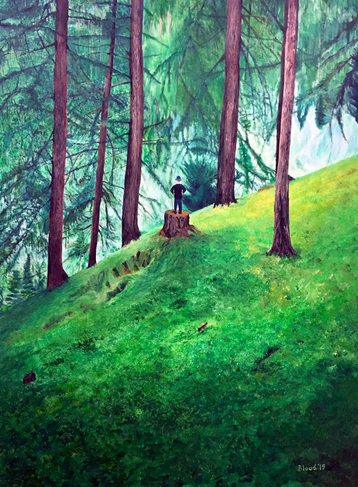Figura solitaria en el bosque de Tom Blood