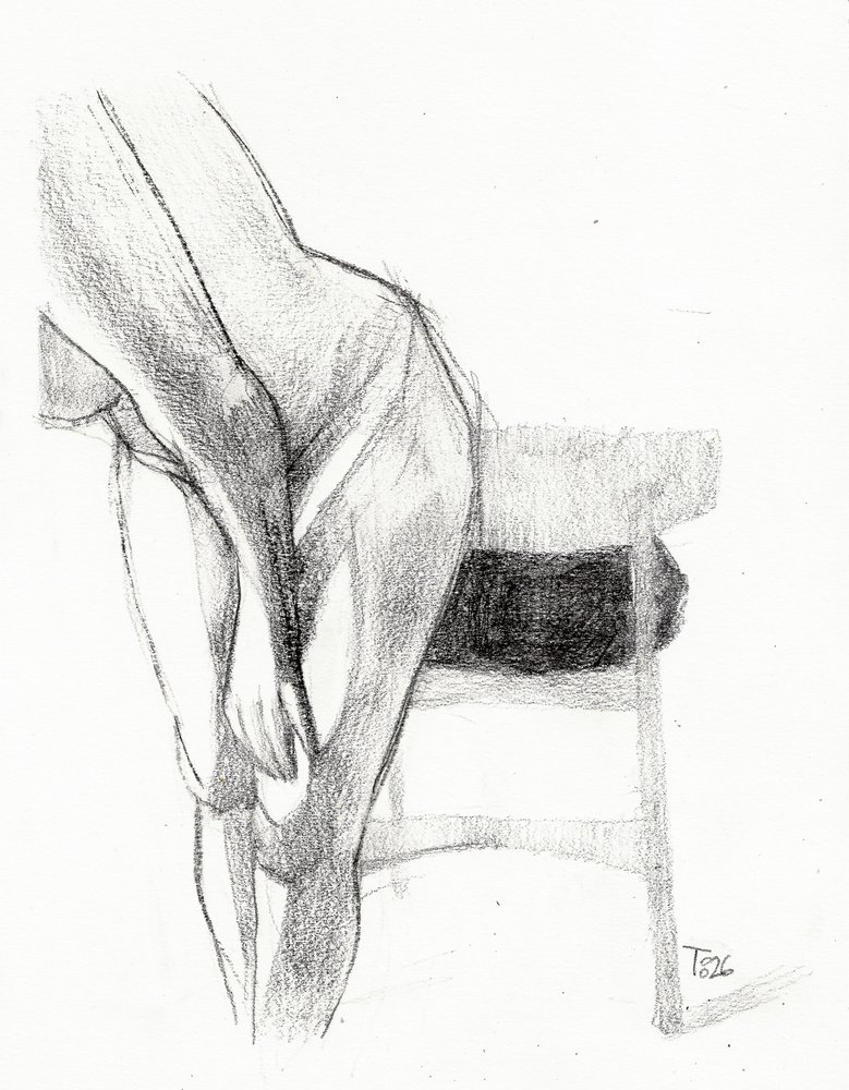 Figura desnuda inclinada de Tore Bahnson