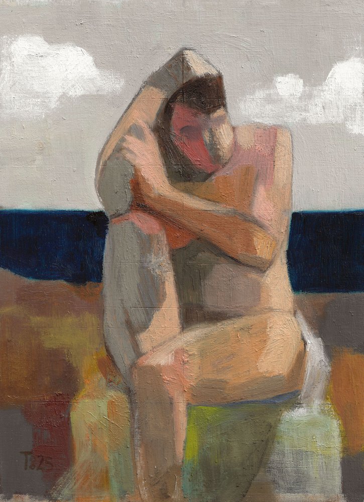 Figura contemplativa en la playa de Tore Bahnson