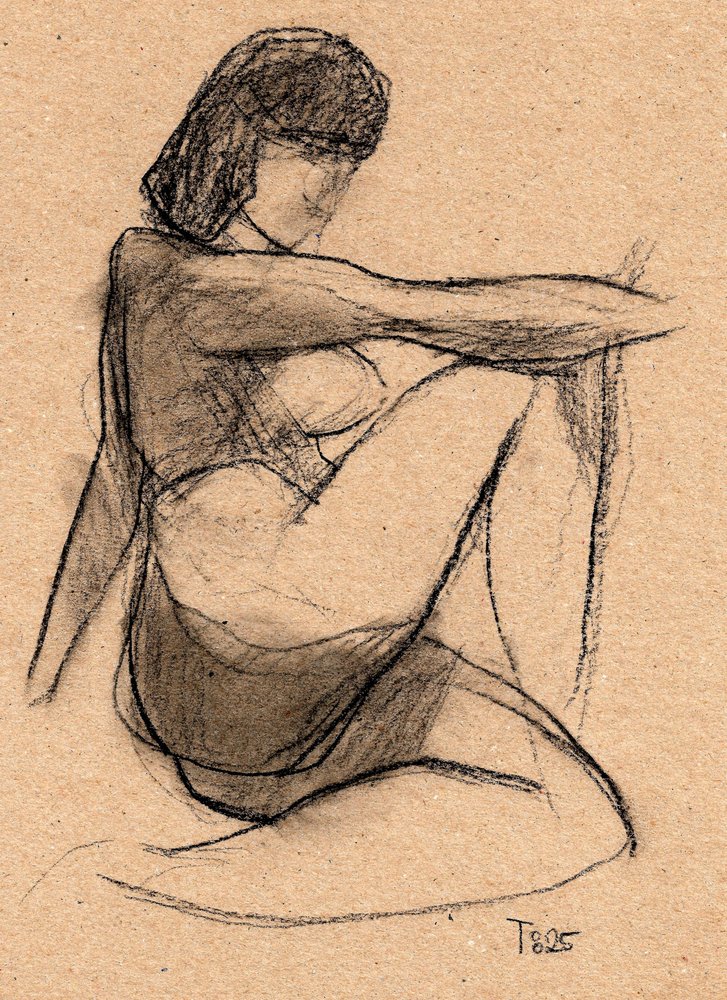 Boceto de una figura contemplativa de Tore Bahnson