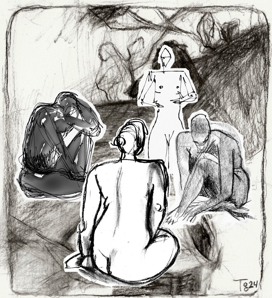 Bocetos de figuras contemplativas de Tore Bahnson