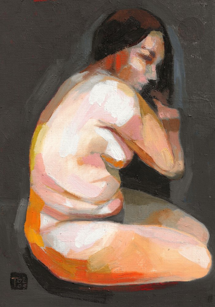 Mujer desnuda en actitud contemplativa de Tore Bahnson