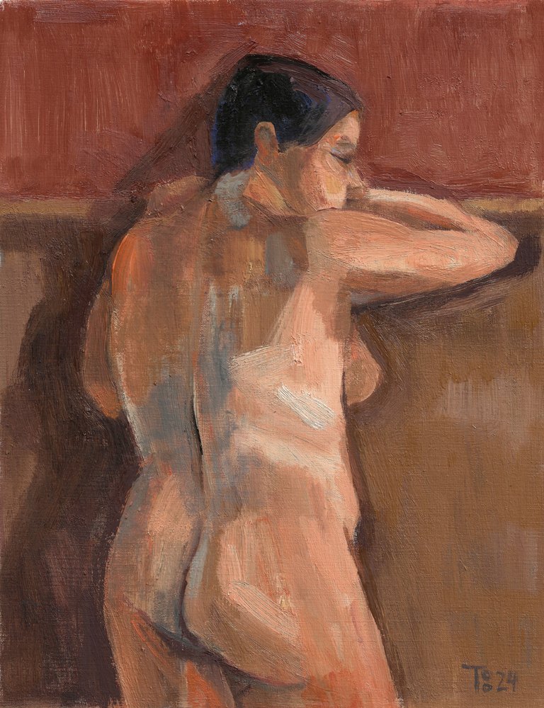 Figura desnuda inclinada de Tore Bahnson