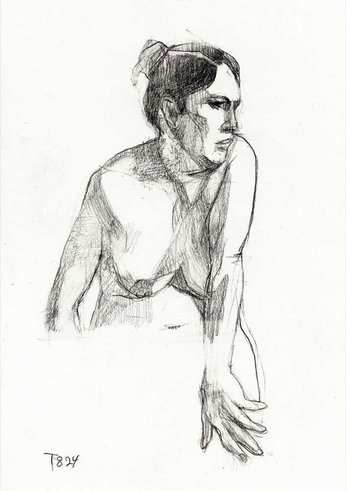 Figura femenina pensativa de Tore Bahnson