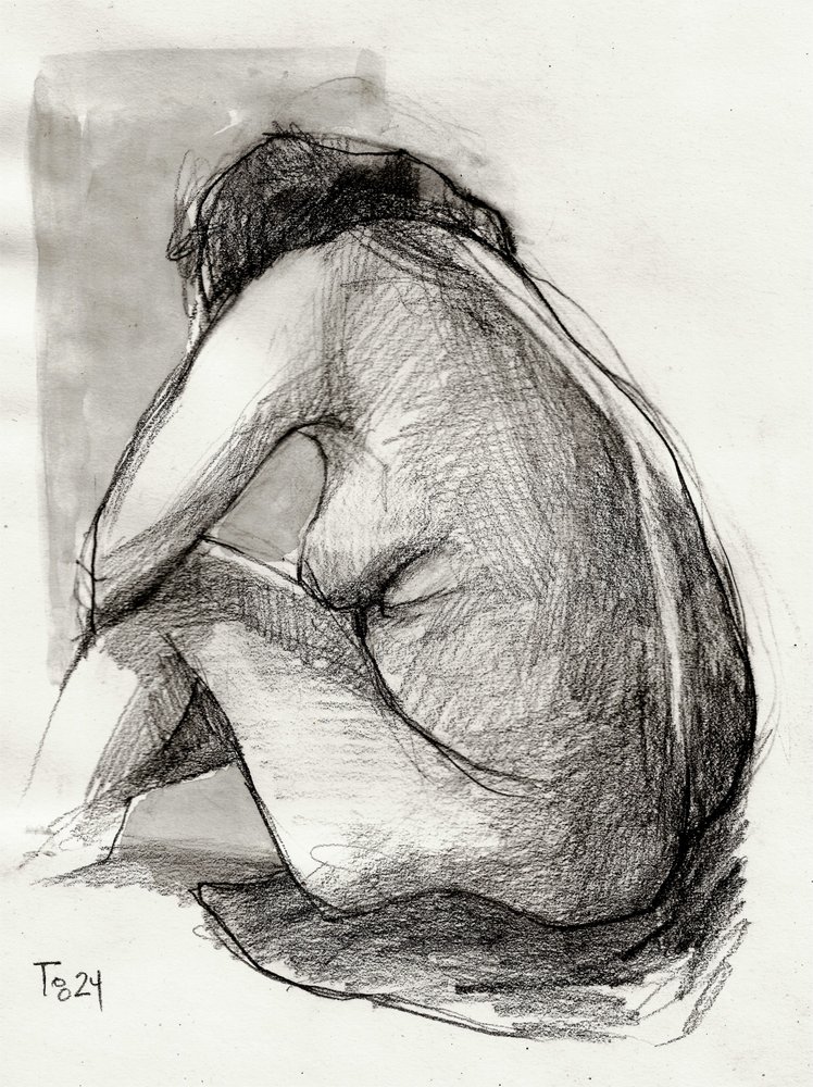 Figura desnuda pensativa de Tore Bahnson