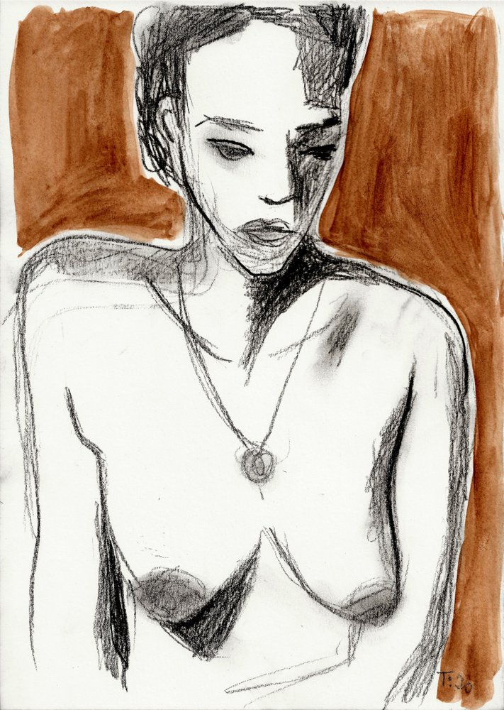 Boceto de un desnudo pensativo de Tore Bahnson