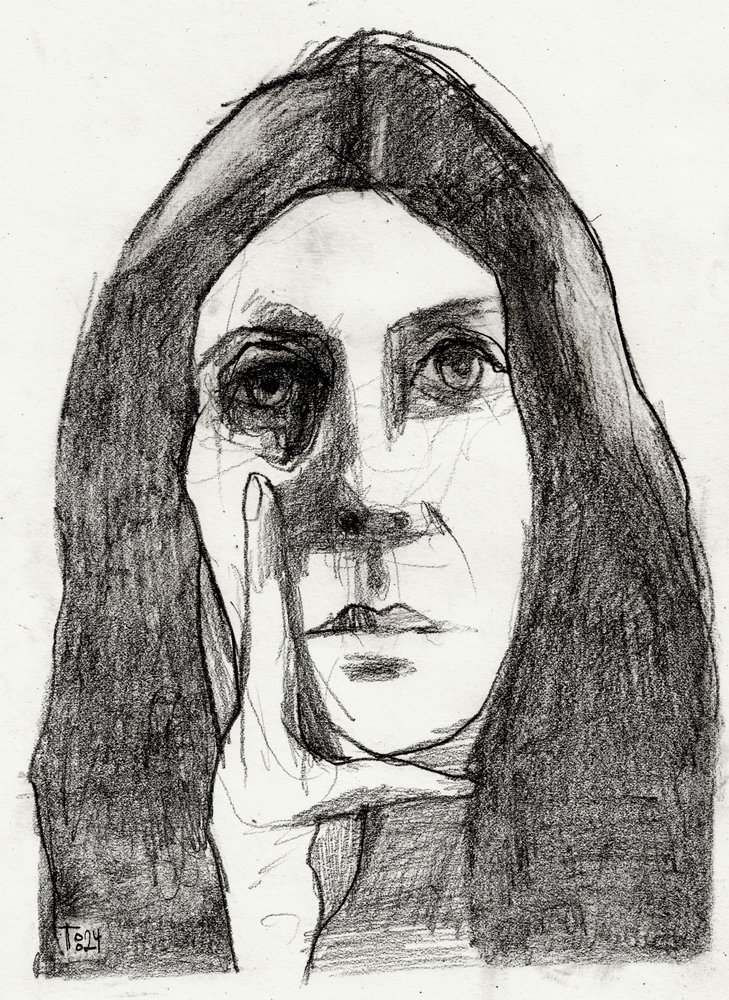 Retrato de una mujer pensativa de Tore Bahnson