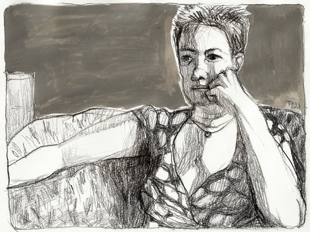 Retrato de una mujer pensativa de Tore Bahnson