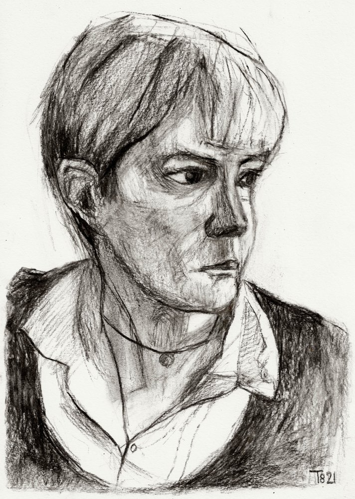 Boceto de una mujer pensativa de Tore Bahnson