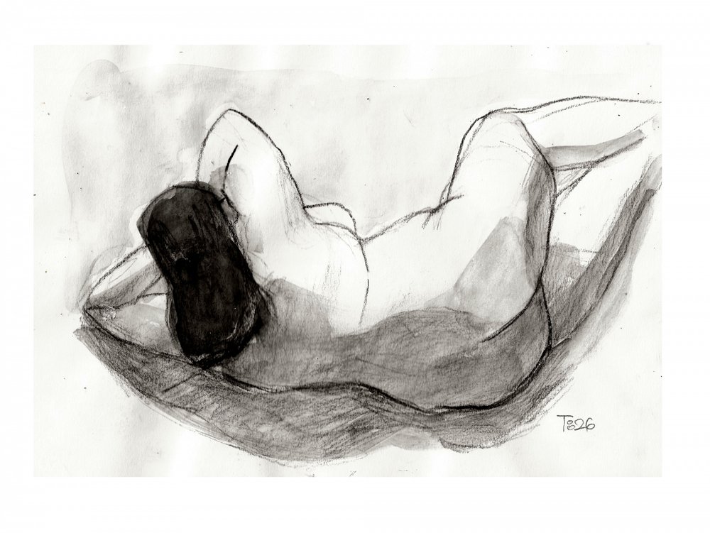 Dibujo de desnudo reclinado de Tore Bahnson