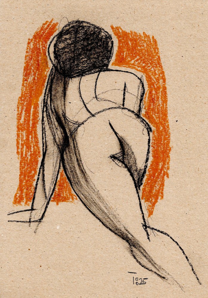 Dibujo de una figura sentada de Tore Bahnson