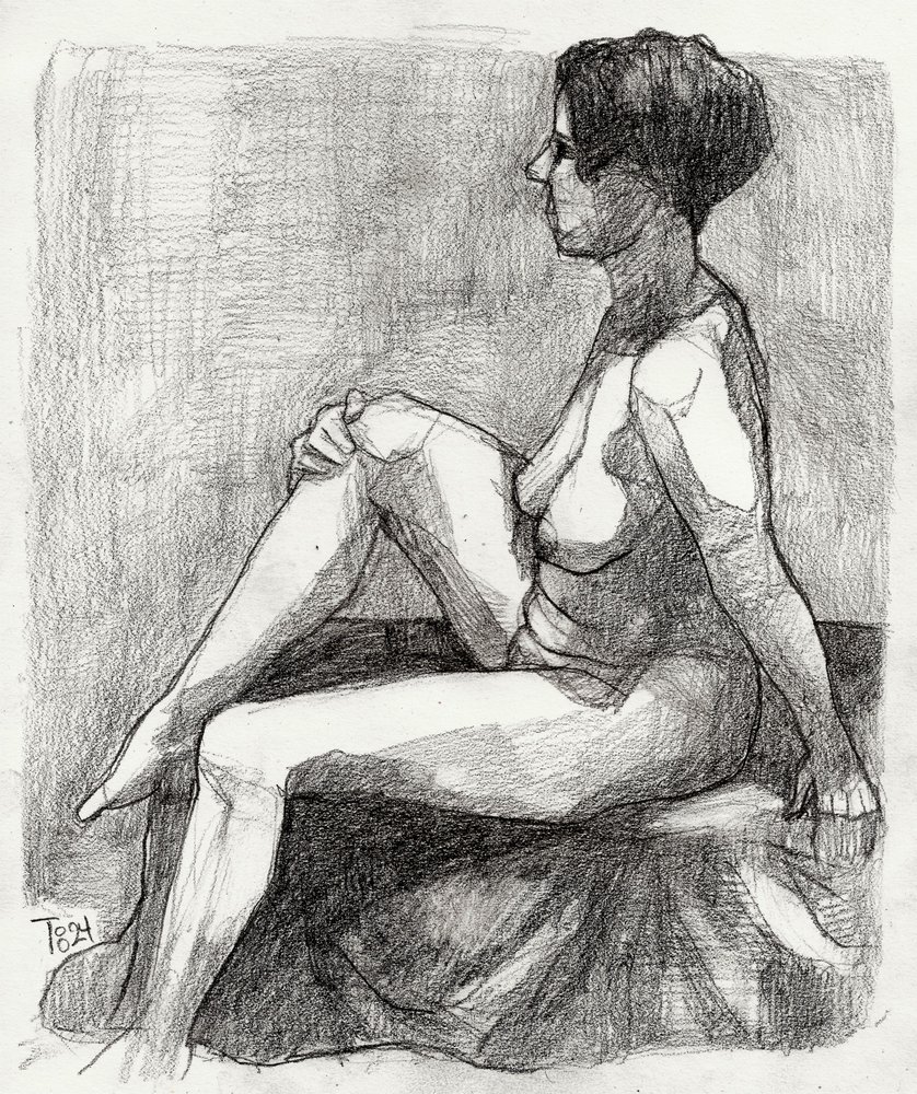 Boceto de una figura desnuda sentada de Tore Bahnson