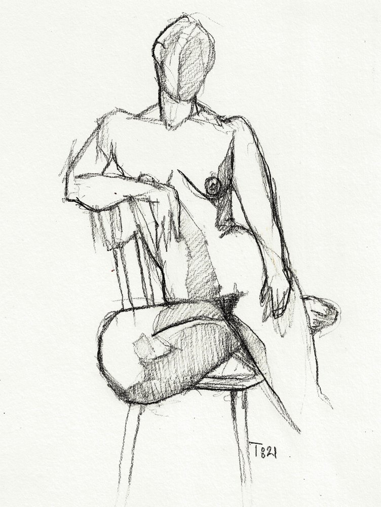 Estudio de desnudo sentado de Tore Bahnson