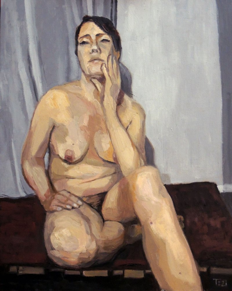 Figura femenina pensativa de Tore Bahnson