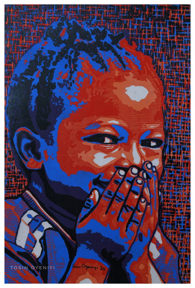 Retrato de un niño riendo de Tosin Oyeniyi