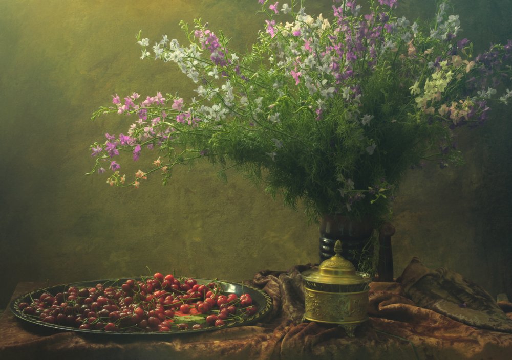 Cerezas vintage y flores silvestres de UstinaGreen