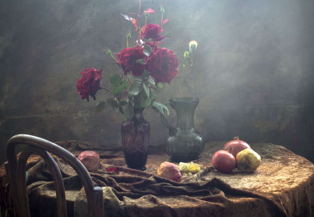 Naturaleza muerta con rosas antiguas de UstinaGreen