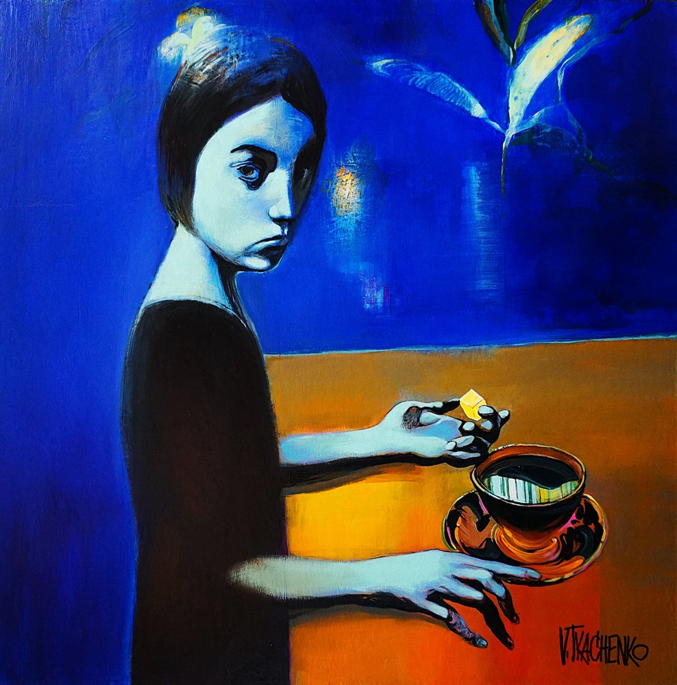 Mujer pensativa, absorta en sus pensamientos de Victor Tkachenko