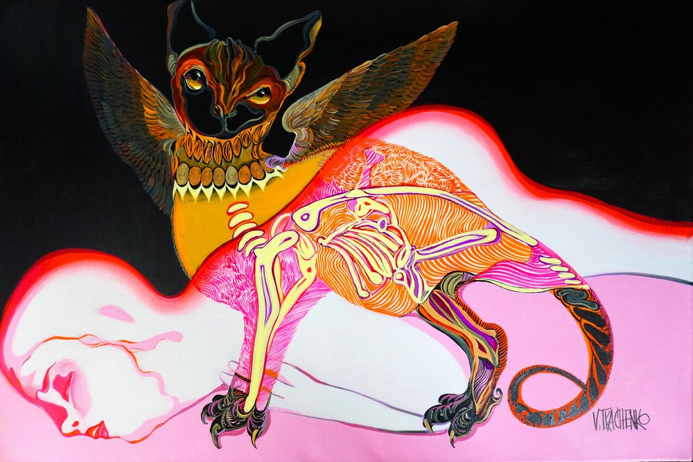Un sueño surrealista con una criatura murciélago de Victor Tkachenko