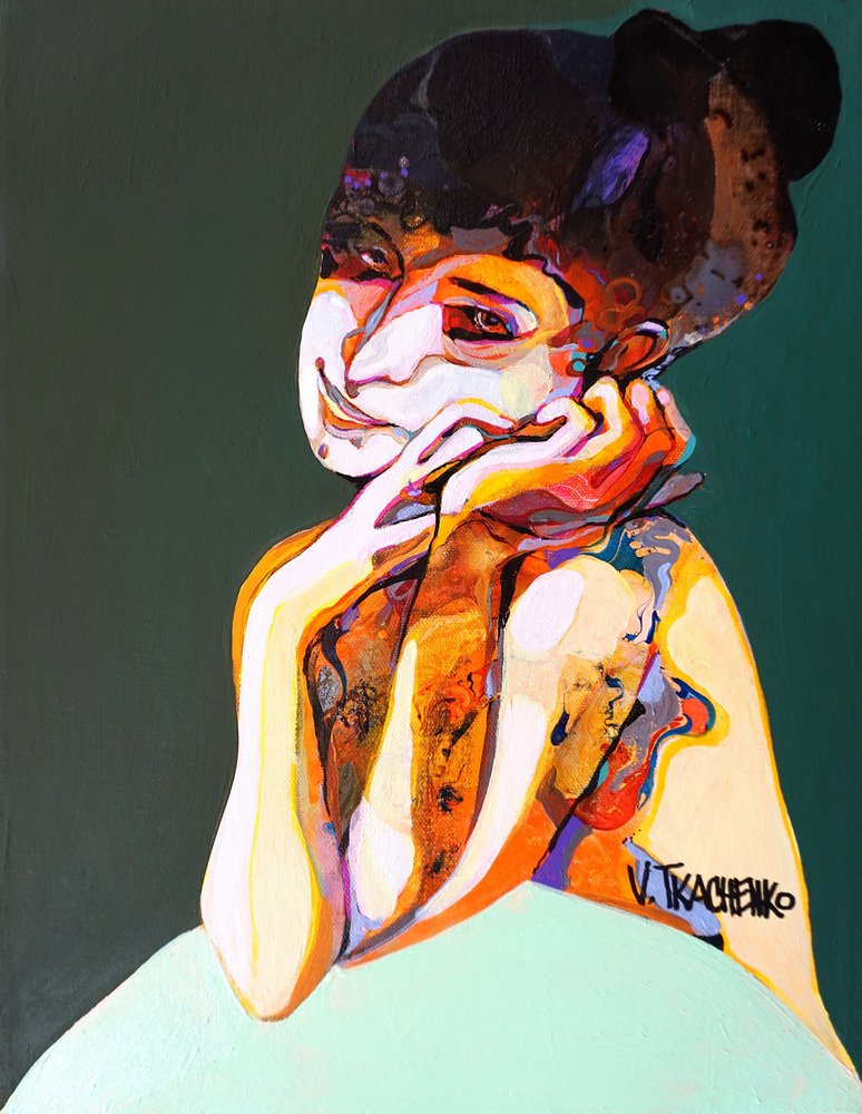Retrato abstracto lleno de colorido de Victor Tkachenko