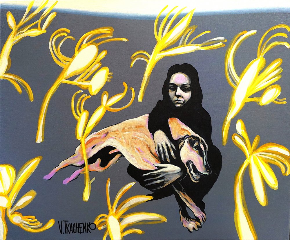 Abrazo protector de una mujer de Victor Tkachenko