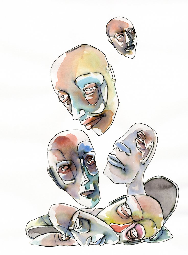 Cabezas humanas abstractas de Wildemar Doomgriever