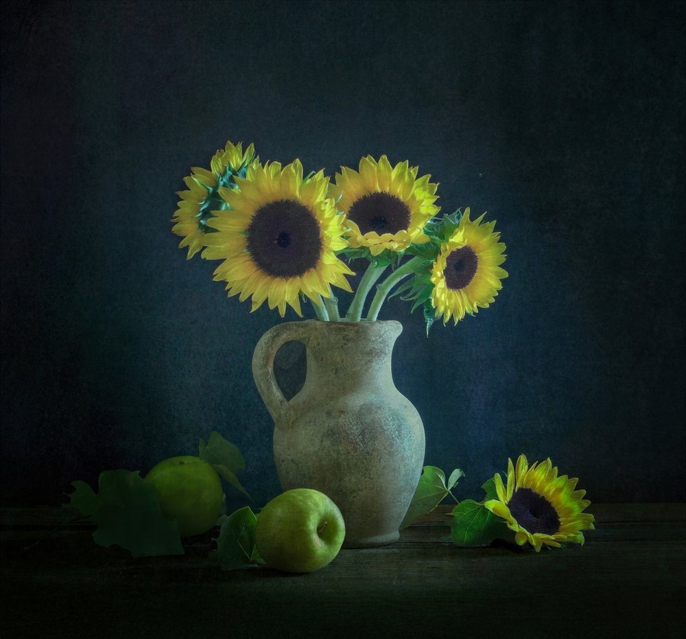 Girasoles y manzanas verdes de Yinan F.