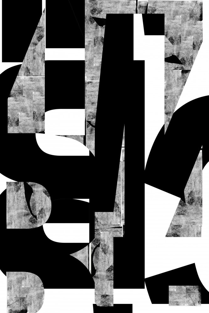 Formas de letras monocromáticas abstractas de cartissi