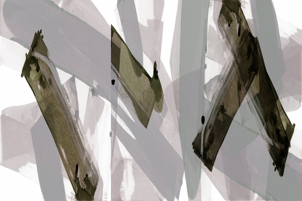 Trazos abstractos en gris oliva de cartissi