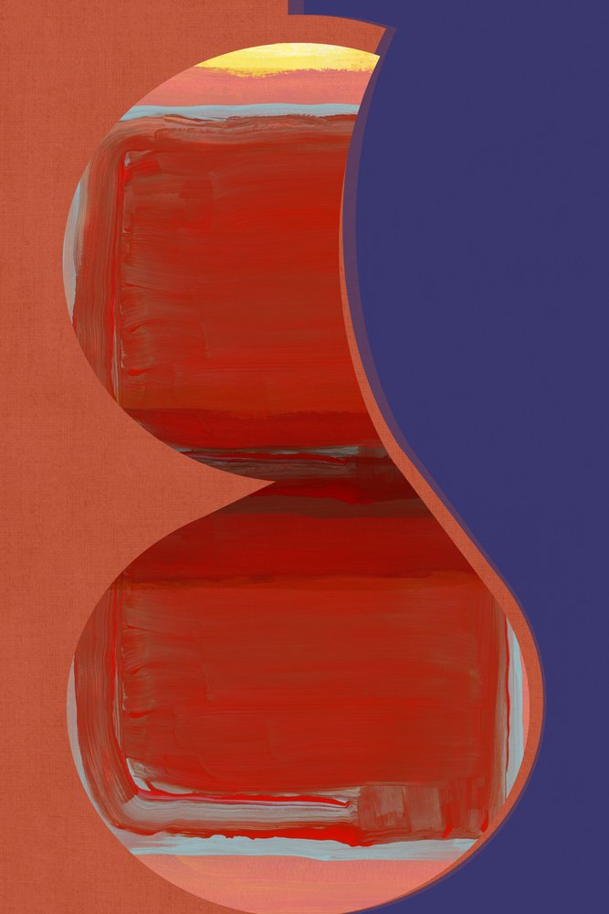 Curvas abstractas en rojo y azul de cartissi