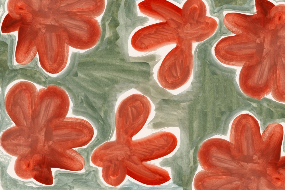 Motivo floral abstracto en rojo de cartissi