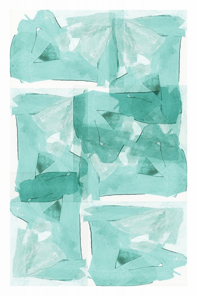Formas abstractas en color verde azulado de cartissi